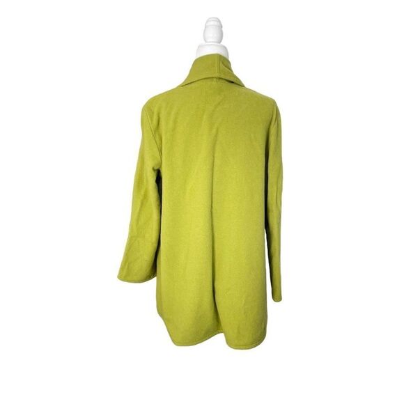 Eileen Fisher Chartreuse Green Wool Coat Open Front Size Medium - Picture 2 of 6